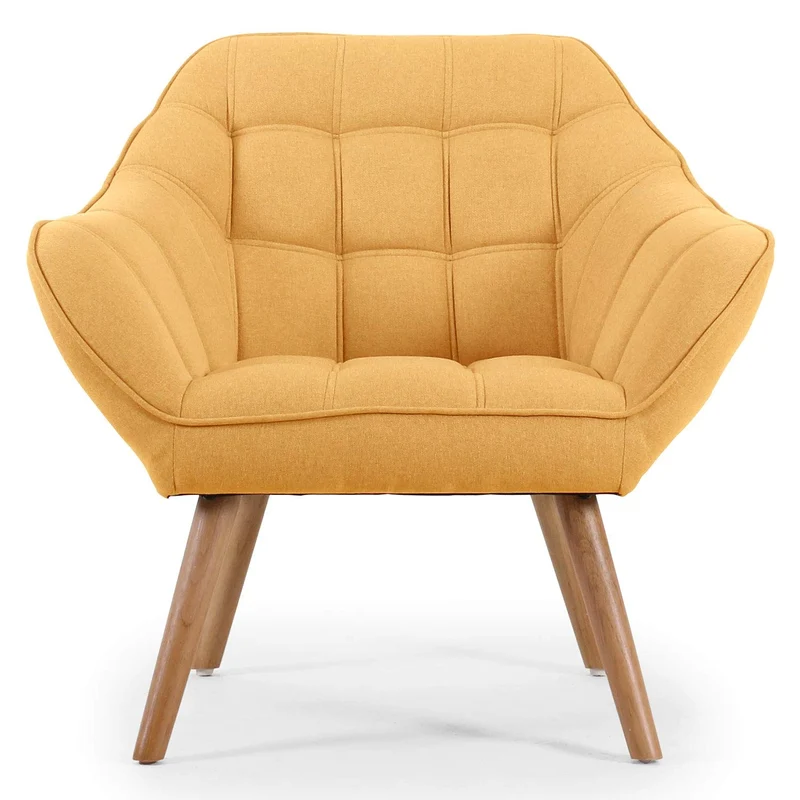Menzzo Fauteuil Scandinave Zentao Tissu Jaune