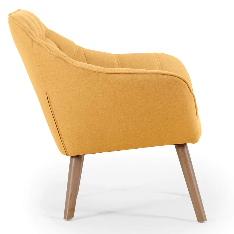 Menzzo Fauteuil Scandinave Zentao Tissu Jaune