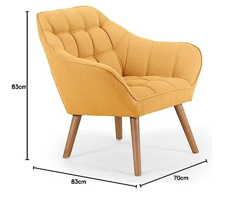 Menzzo Fauteuil Scandinave Zentao Tissu Jaune