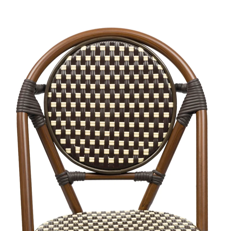 METRO Professional Chaise de terrasse NEUVILLE, Aluminium/rotin PE, 45 x 55 x 88 cm, empilable, Marron/Beige