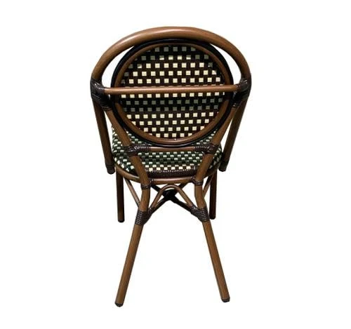 METRO Professional Chaise de terrasse NEUVILLE, Aluminium/rotin PE, 45 x 55 x 88 cm, empilable, Marron/Beige
