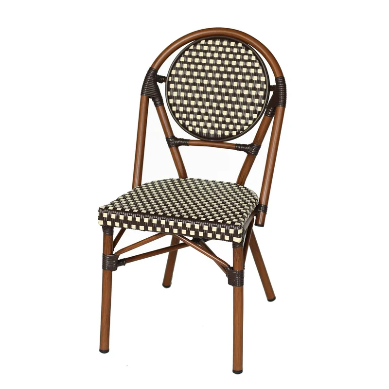 METRO Professional Chaise de terrasse NEUVILLE, Aluminium/rotin PE, 45 x 55 x 88 cm, empilable, Marron/Beige