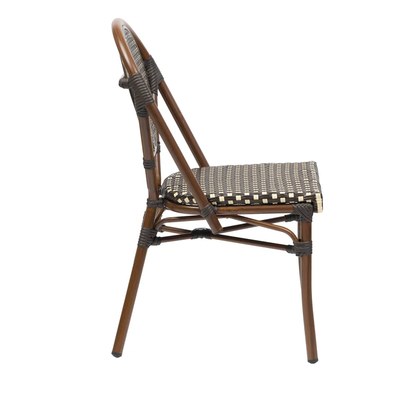 METRO Professional Chaise de terrasse NEUVILLE, Aluminium/rotin PE, 45 x 55 x 88 cm, empilable, Marron/Beige