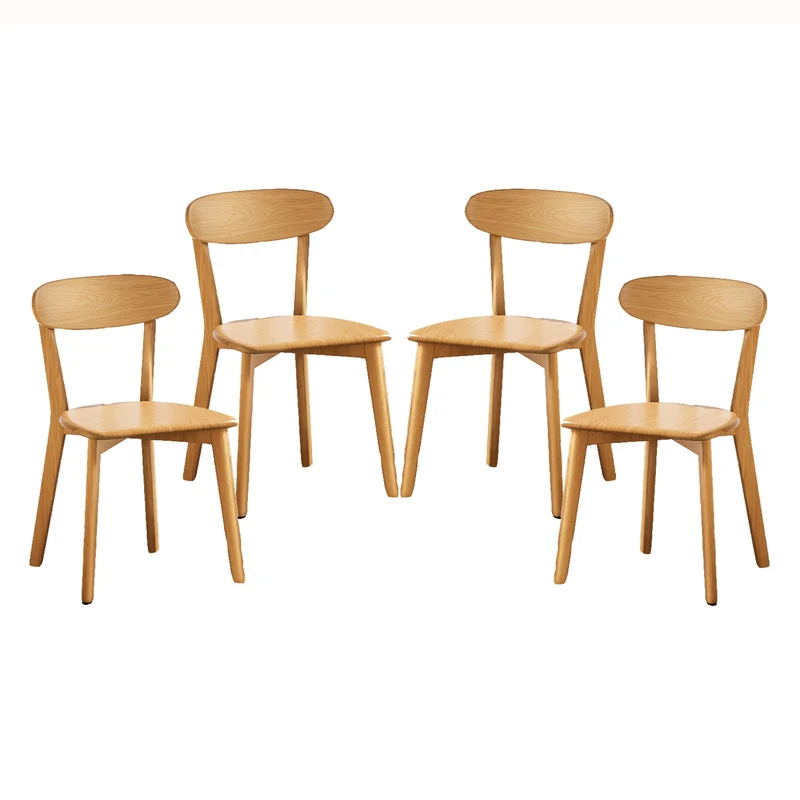 FBNMG Lot de 4 Chaises de Salle à Manger en Bois Massif, Chaise de Cuisine Rustique avec Dossier, Chaise Détente Antidérapante avec Pieds Bois pour Chambre Studio Restaurant(4 PCS, Color A)
