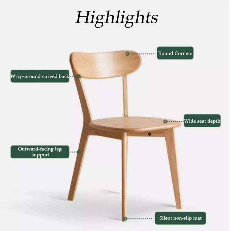 FBNMG Lot de 4 Chaises de Salle à Manger en Bois Massif, Chaise de Cuisine Rustique avec Dossier, Chaise Détente Antidérapante avec Pieds Bois pour Chambre Studio Restaurant(4 PCS, Color A)