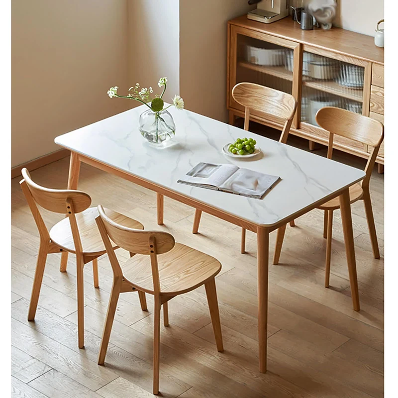 FBNMG Lot de 4 Chaises de Salle à Manger en Bois Massif, Chaise de Cuisine Rustique avec Dossier, Chaise Détente Antidérapante avec Pieds Bois pour Chambre Studio Restaurant(4 PCS, Color A)