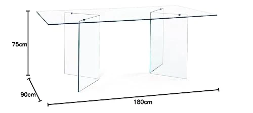 Mar.c.a. Design Table rectangulaire Iris, Plateau et Structure entièrement en Verre Non trempé épaisseur 10 mm - Mis. 180 x 90 x 75 cm.