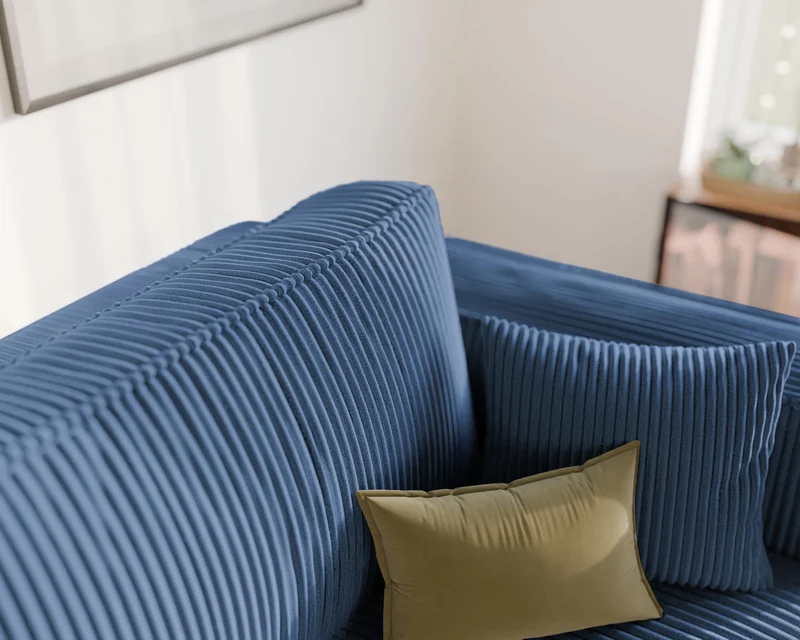 GREKPOL Sofa 240x105 cm - Canapé 3 Places Velours Côtelé - Bleu Canapé Convertible 3 Places avec Dossier rembourré