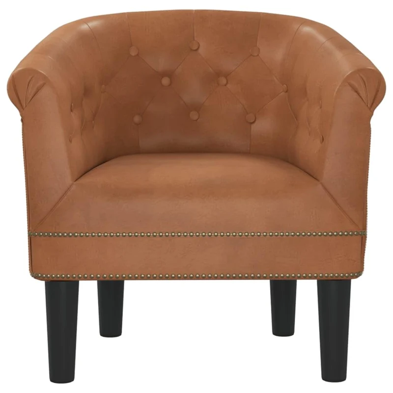 Bucmath Fauteuil club en cuir synthétique robuste, marron, 70 x 56 x 68 cm, fauteuil de salon confortable pour salon, chambre à coucher, bureau, fauteuil de lecture pour adultes