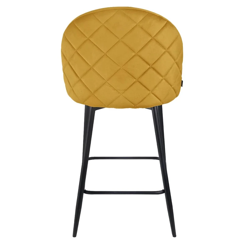 Meubletmoi Lot de 2 Chaises de Bar en Velours Jaune avec Capitonnage et Pieds en Métal Noir - Design Contemporain - FARA 2