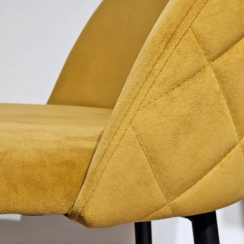 Meubletmoi Lot de 2 Chaises de Bar en Velours Jaune avec Capitonnage et Pieds en Métal Noir - Design Contemporain - FARA 2