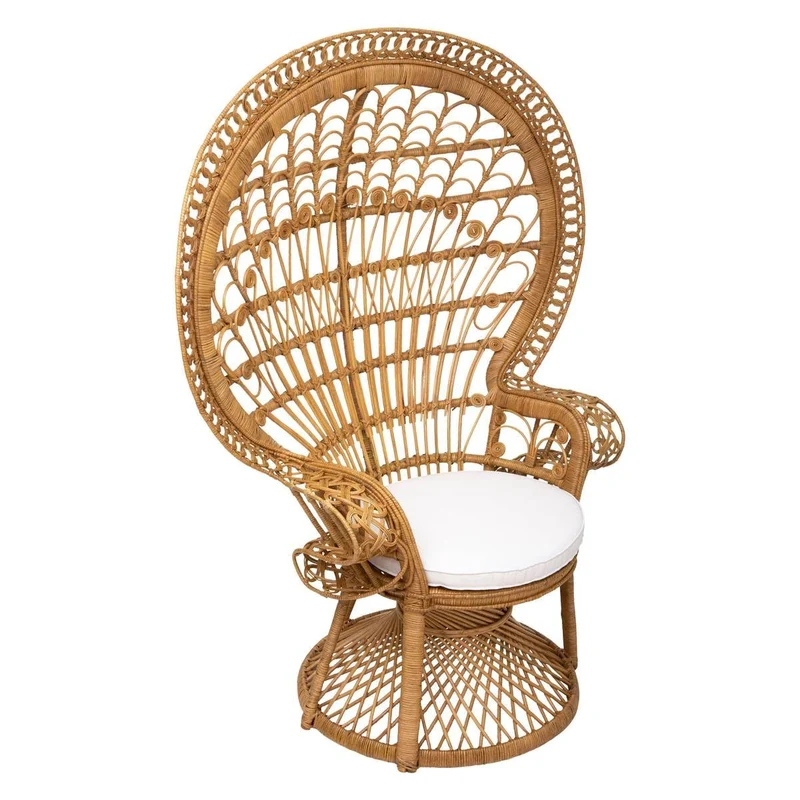 Atmosphera - Fauteuil Paon Takta en Rotin, L 115 x P 65 x H 150 cm avec Coussin - pour Salon, Chambre, Intérieur