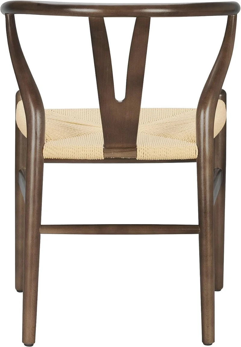 Lot de 2 chaises de salle à manger modernes en poly et écorce en forme d'os triangulaires en noyer avec assise confortable pour cuisine et salle à manger
