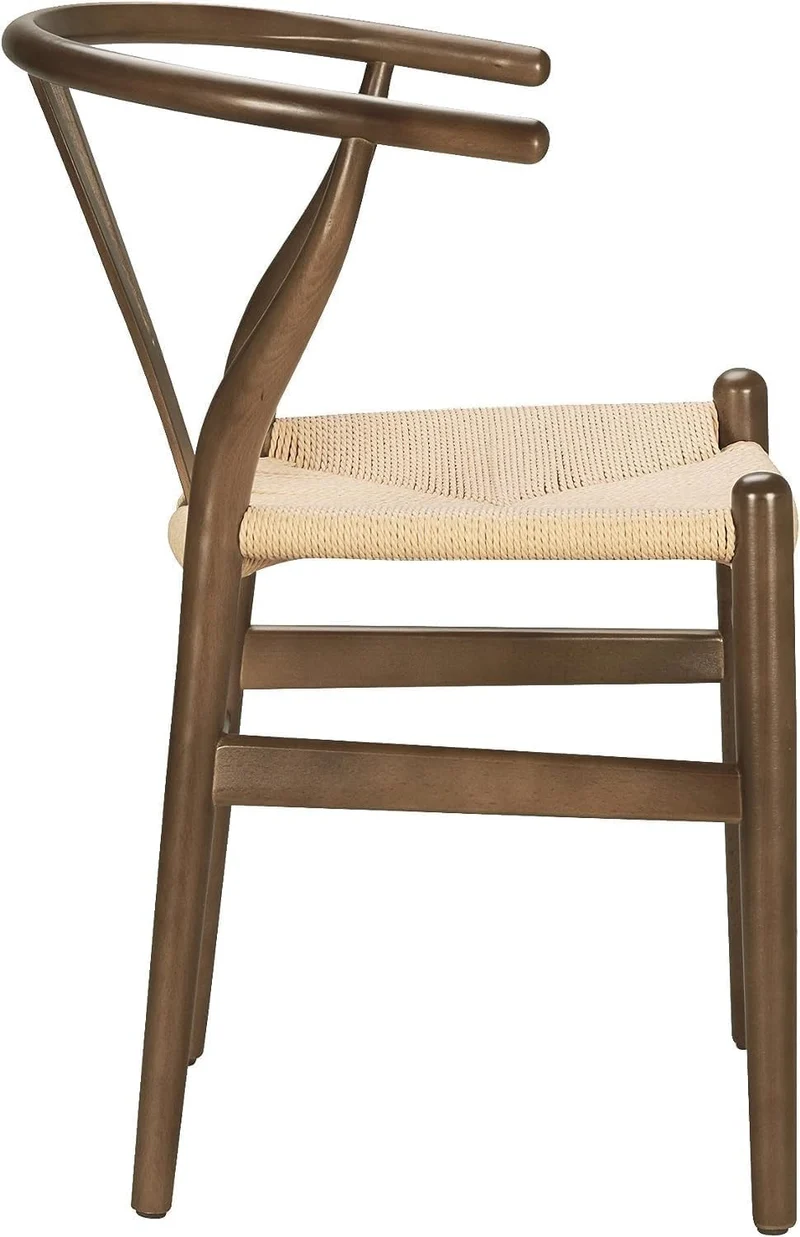 Lot de 2 chaises de salle à manger modernes en poly et écorce en forme d'os triangulaires en noyer avec assise confortable pour cuisine et salle à manger