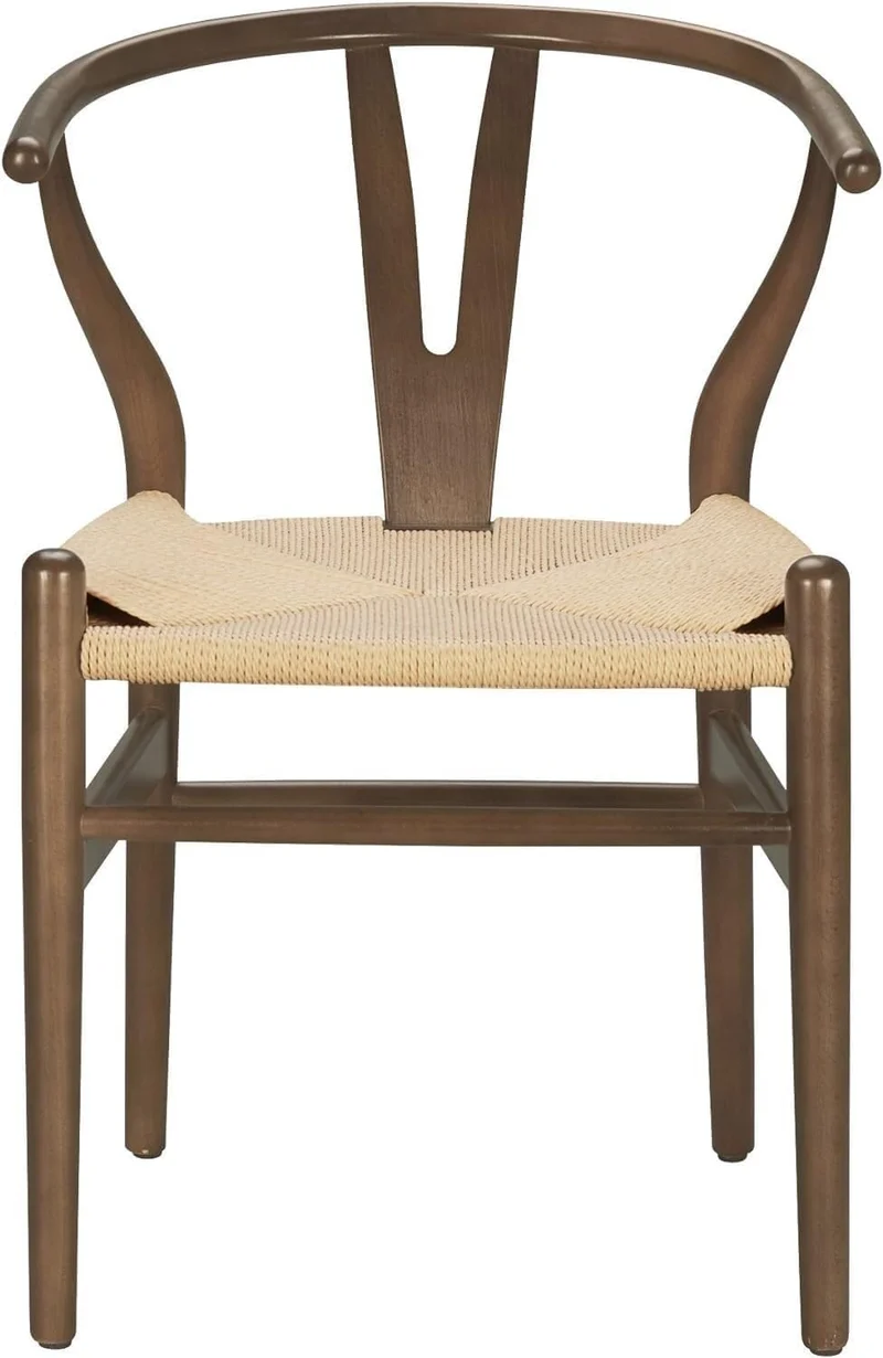 Lot de 2 chaises de salle à manger modernes en poly et écorce en forme d'os triangulaires en noyer avec assise confortable pour cuisine et salle à manger