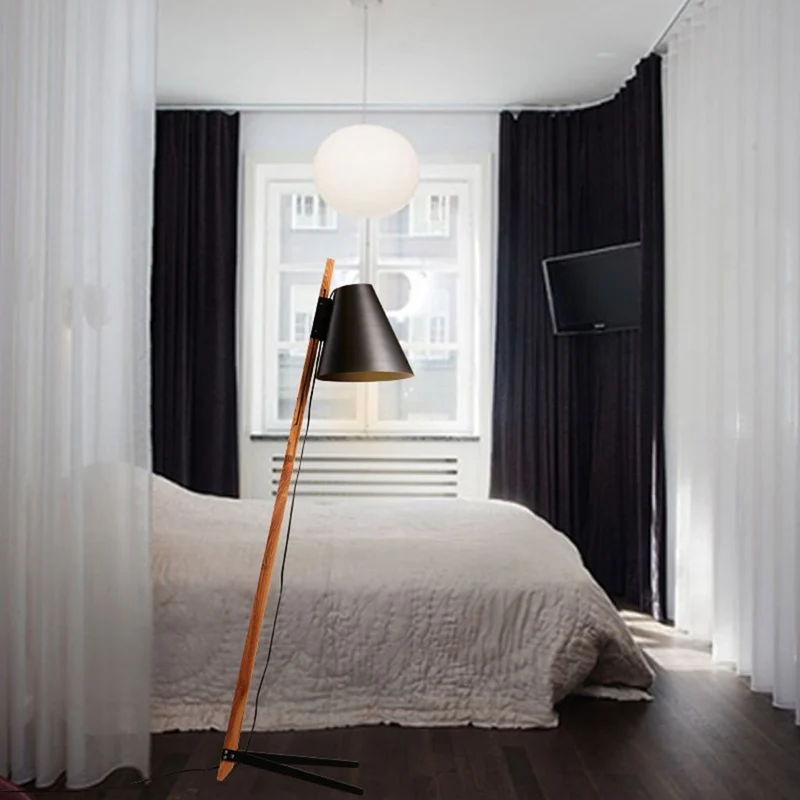 MERTNK Lampadaire En Bois Led Moderne Lampadaire 9W Soins Des Yeux Lampe de Lecture Chambre Étude Lampe de Chevet Apprentissage Haut Pôle Lumières Debout Lumière/Huang Guang