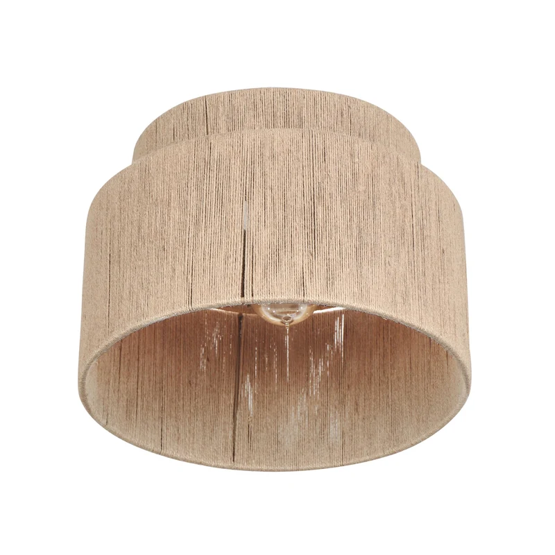 Trio Leuchten Plafonnier SMILLA 666800136, métal beige, abat-jour jute naturel, excl. 1x E27