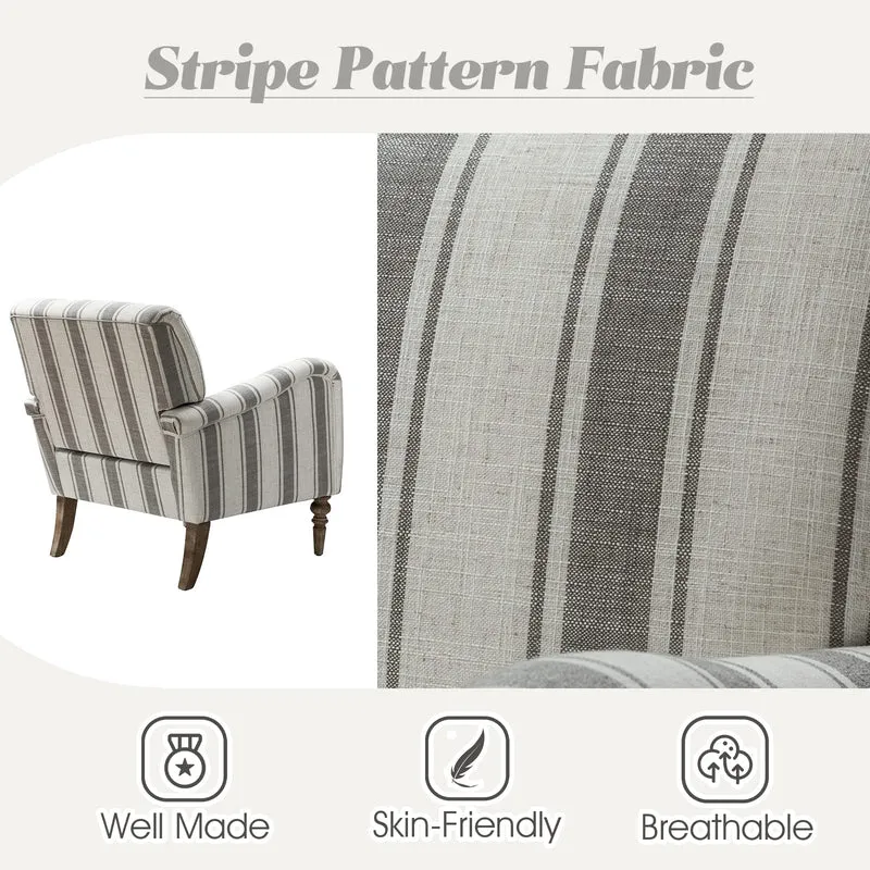 HULALA HOME Fauteuil, Fauteuil, Chaise rembourrée Confortable avec Pieds en Bois Massif, Chaise Longue pour Salon et Chambre à Coucher (Grey)