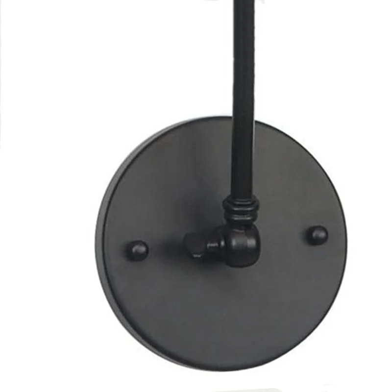 Applique Murale Vintage Noire avec Interrupteur, Lampe de Murale Réglable avec Prise Abat-Jour en Métal Pivotant Lampe de Lecture Murale avec Câble, E27 Lampe de Industrielle Intérieure Chambre Salon