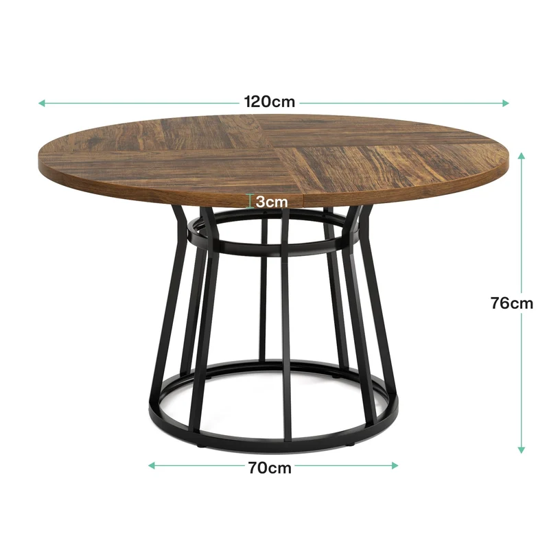Tribesigns table ronde pour 4 personnes, table de salon et cuisine rond avec base en métal, 120 cm manger