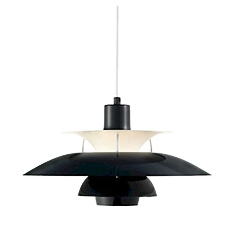 Lustre d'art de designer nordique pour restaurant, bar, café et chambre à coucher, lustre multicouche en aluminium avec bouton simple, tête unique, finition noire, taille 40 cm