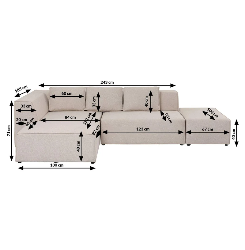 Kare Design Canapé d'angle Infinity Gauche crème