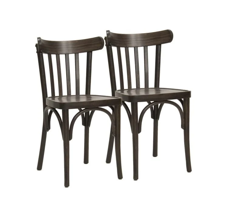 METRO Professional Chaise de Restaurant Bistrot en Hêtre, Finition Noyer Brun, Lot de 2
