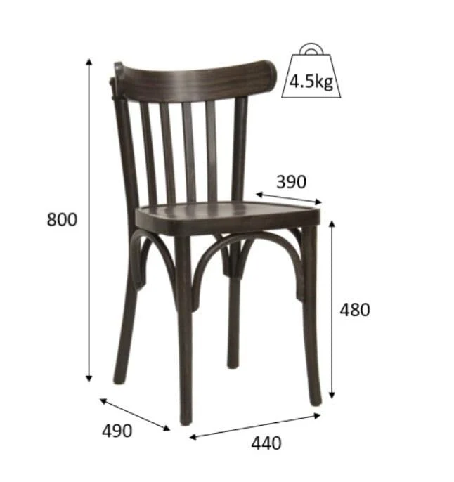 METRO Professional Chaise de Restaurant Bistrot en Hêtre, Finition Noyer Brun, Lot de 2
