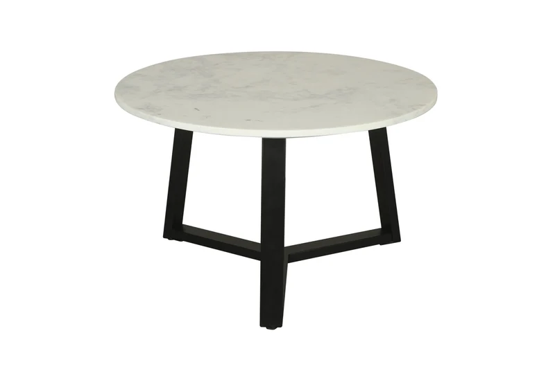 byLIVING Table Basse Cross/Plateau de Table en marbre Blanc/Structure en métal Noir/Table Basse/Table de Salon/Table Ronde/diamètre 75 x Hauteur 46 cm