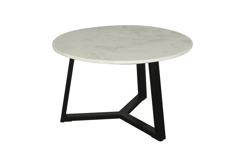 byLIVING Table Basse Cross/Plateau de Table en marbre Blanc/Structure en métal Noir/Table Basse/Table de Salon/Table Ronde/diamètre 75 x Hauteur 46 cm