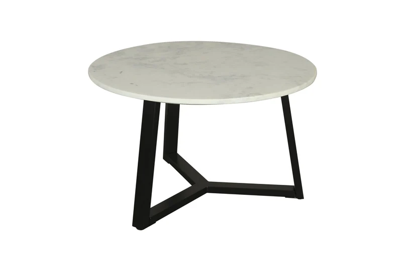 byLIVING Table Basse Cross/Plateau de Table en marbre Blanc/Structure en métal Noir/Table Basse/Table de Salon/Table Ronde/diamètre 75 x Hauteur 46 cm