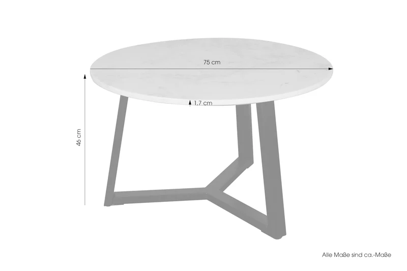 byLIVING Table Basse Cross/Plateau de Table en marbre Blanc/Structure en métal Noir/Table Basse/Table de Salon/Table Ronde/diamètre 75 x Hauteur 46 cm
