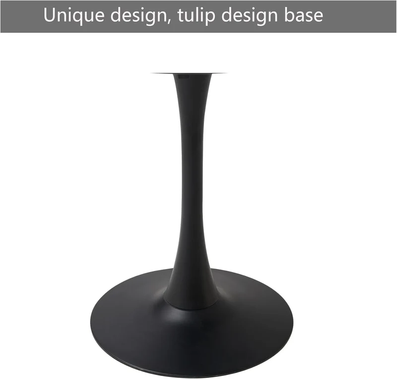 GrandCA HOME Table de Salle à Manger Ronde Moderne Noir de 110 cm avec Piédestal Design Tulipe, Table de Loisirs Mid-Century pour Cuisine, Salle à Manger et Salon
