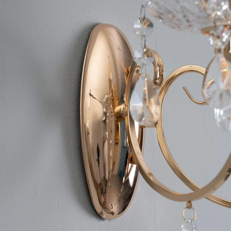 KOSILUM - Applique 2 bras cristal baroque pampilles or rose - Pavia - Lumière Blanc Chaud Eclairage Salon Chambre Cuisine Couloir - - - E14 - IP20