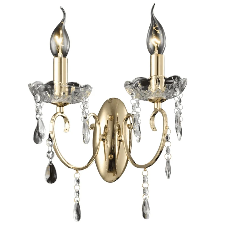 KOSILUM - Applique 2 bras cristal baroque pampilles or rose - Pavia - Lumière Blanc Chaud Eclairage Salon Chambre Cuisine Couloir - - - E14 - IP20