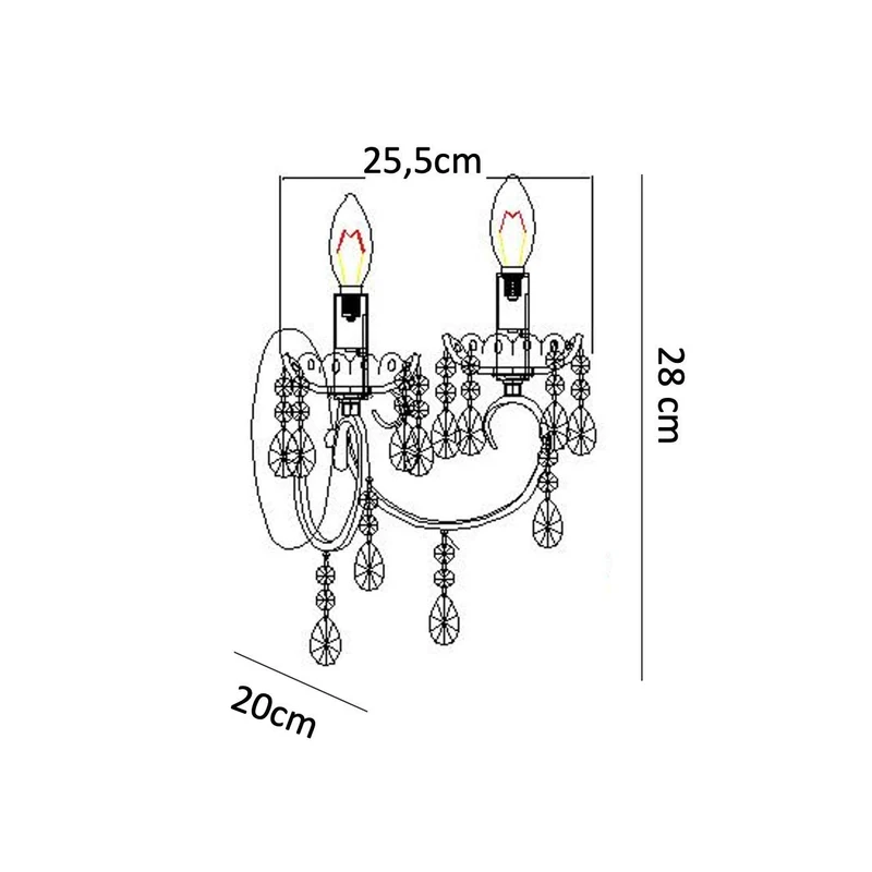 KOSILUM - Applique 2 bras cristal baroque pampilles or rose - Pavia - Lumière Blanc Chaud Eclairage Salon Chambre Cuisine Couloir - - - E14 - IP20