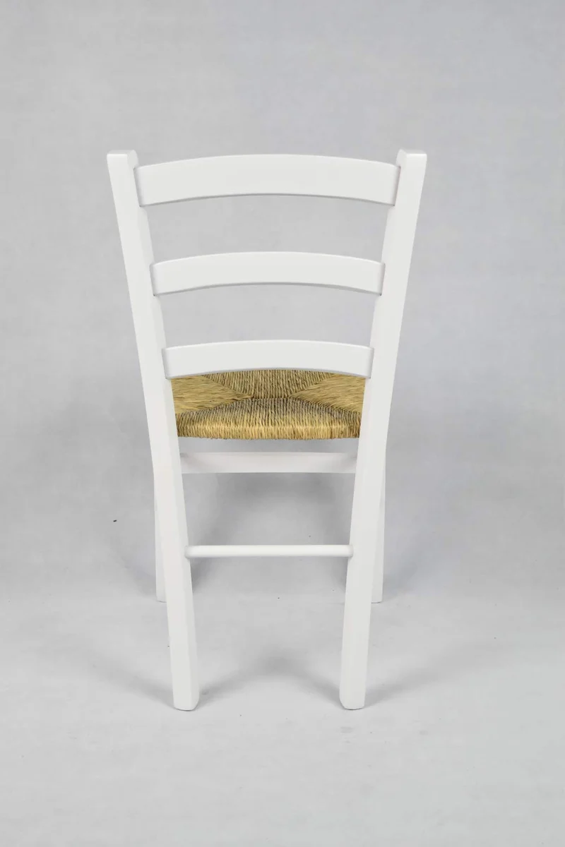 t m c s Tommychairs - Set 4 chaises Venezia pour Cuisine, Bar et Salle à Manger, Robuste Structure en Bois de hêtre laqué en Couleur Blanc et Assise en Paille