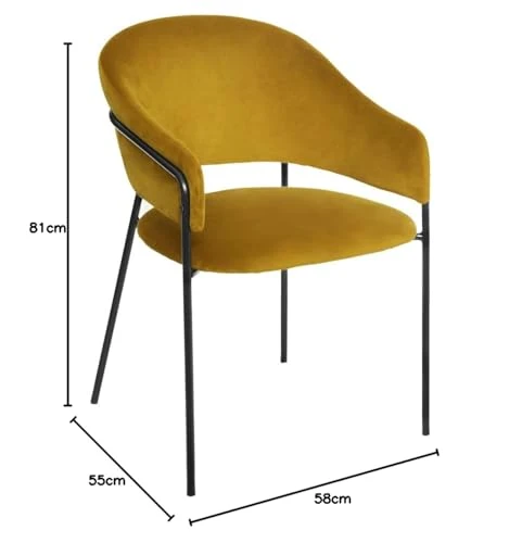 Atmosphera - Fauteuil Siron Moutarde en Velours