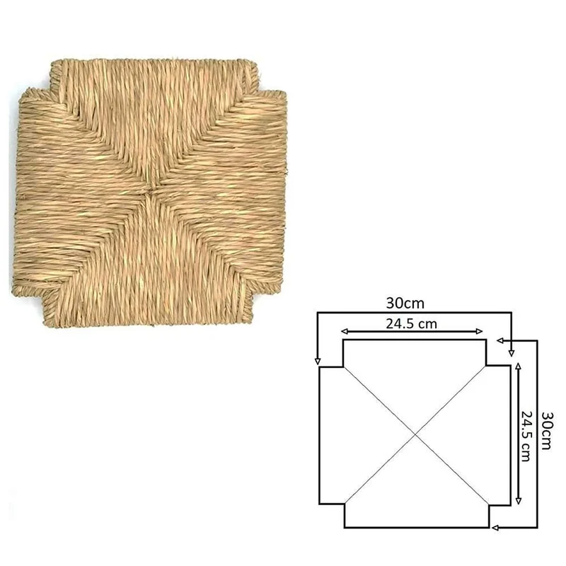 Tabouret carré en bois massif à vernir, de 67 cm de hauteur, avec siège en paille, déjà monté
