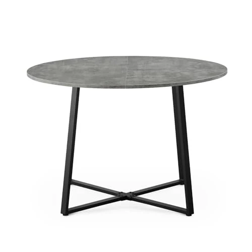 DUBI Möbel Table à manger Noa 11216-US-BETO - Ronde - 110 x 110 cm - Table de salle à manger - Table en bois pour cuisine, salle à manger - Design industriel moderne - Aspect béton