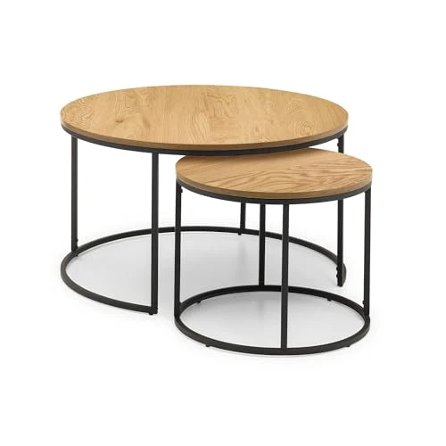Julian Bowen Tables gigognes rondes Bellini, chêne