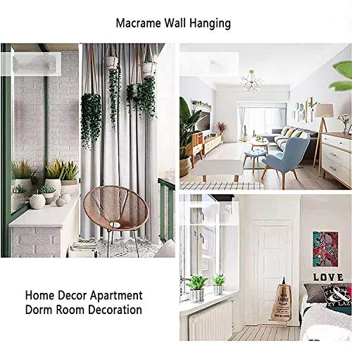 ZNKZJ Abat-Jour en macramé Bohème, Abat-Jour tricotés à la Main Suspendus en Corde de Coton Naturel, Suspension au Plafond, Abat-Jour, Lustre Boho Home Decor, 17 Styles,Q_45CMx90 CM