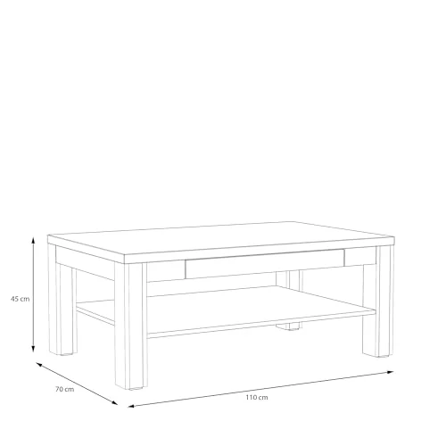 Forte Möbel Forte Havanna Table Basse Vieilli 110 x 45 x 70 cm, Bois d'ingénierie Métal Plastique, Vieux chêne, 110 x 45 x 70 cm