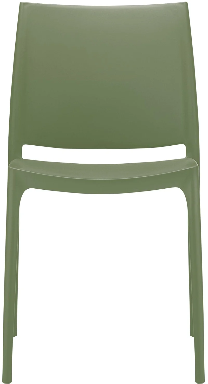 Chaise D'Extérieur Empilable Maya en Plastique I Chaise De Balcon Résistante Aux UV I Siege De Terrasse Hydrofuge, Couleur:Olive