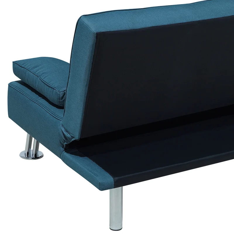 Canapé Clic Clac Convertible 3 Places en Tissu Bleu avec Pieds Argentés Design Ultra Moderne pour Salon Confortable Beliani