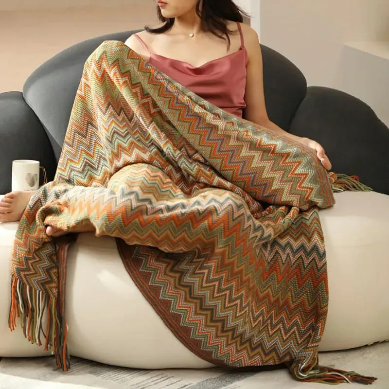 QIUMING Boho lit Plaid Couverture géométrie aztèque Baja couvertures Ethnique canapé Couverture Housse décor Jeter tenture Murale Tapisserie Tapis Cobertor