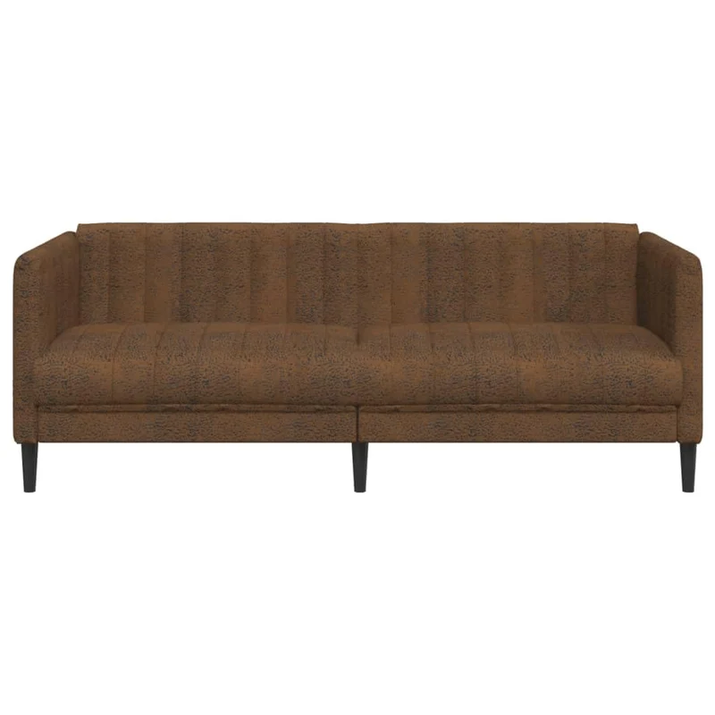vidaXL Canapé à 3 Places, Siège avec Accoudoirs et Dossier, Canapé Rembourré avec Pieds, Meuble de Salon, Moderne, Marron Similicuir Daim