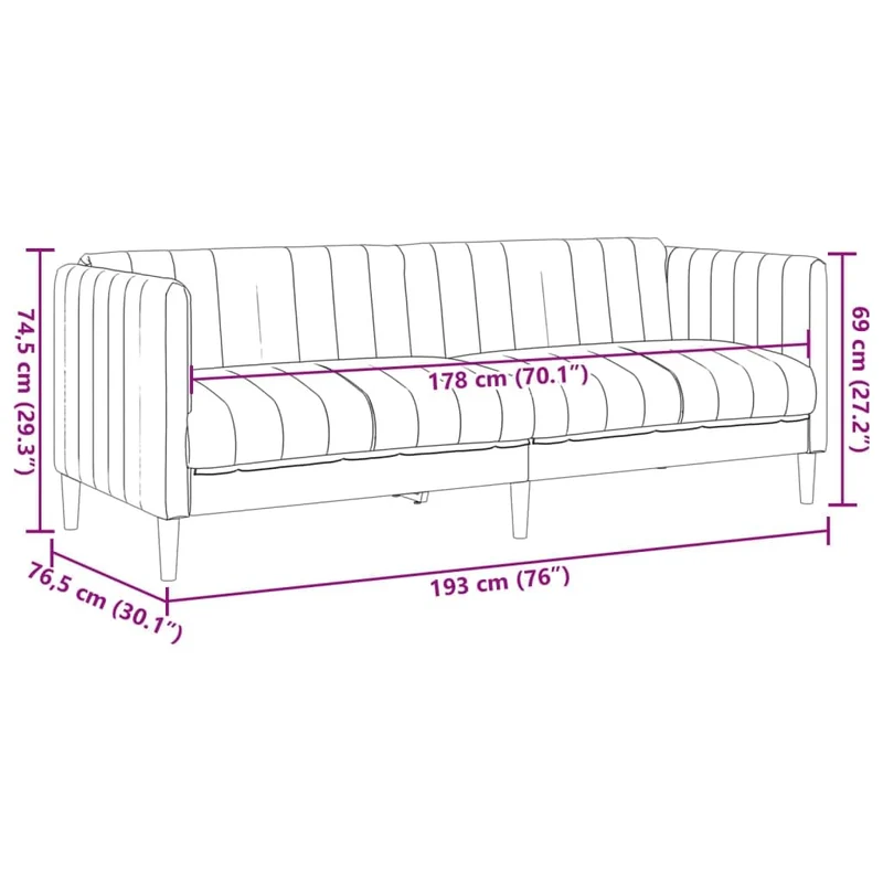 vidaXL Canapé à 3 Places, Siège avec Accoudoirs et Dossier, Canapé Rembourré avec Pieds, Meuble de Salon, Moderne, Marron Similicuir Daim