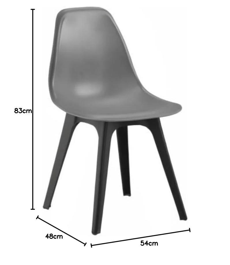 [en.casa] Set de 2 Chaises Design Chaise de Cuisine Chaise de Salle à Manger Plastique Gris et Noir 83 x 54 x 48 cm