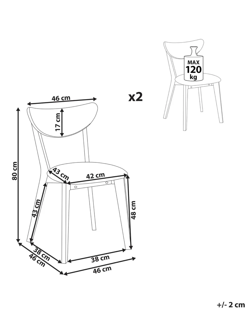 Lot de 2 Chaises de Salle à Manger en Bois d'Hévéa Foncé et Polyester Gris Erie